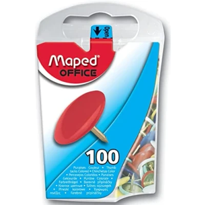 Imagen de Maped Chinchetas de Colores Caja Abrefácil 100 Unidades Decorativas para Corcho y Pared Acero Plastificado Variedad