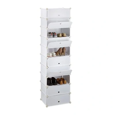 Imagen de Relaxdays Zapatero con 10 Niveles, Blanco, 37x49x176 cm