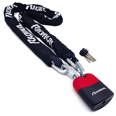 Imagen de RADIKAL RK4170 Candado Moto Cadena Antirrobo, Acero cementado alta Seguridad ø10, Bici Eléctrica, Garaje Anclaje, Antirrobo Moto, Scooter Bicicleta, 170cm