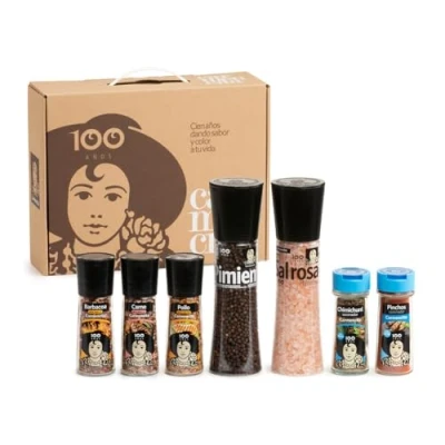 Imagen de CARMENCITA Pack Barbacoa Molinillos para Carnes y BBQ Pollo, Cerdo Pavo Sazonador Especias Pinchos Chimichurri Pimienta Negra Sal Rosa del Himalaya, 7 Unidades 850 g