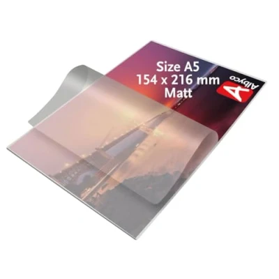 Imagen de Albyco Fundas plastificar MATE A5 2x80 (160) Micras 100 Piezas Película de Laminación Plastificadora, Hojas Transparente Laminas para Pelicula laminacion
