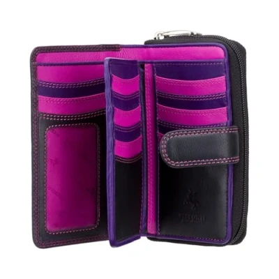 Imagen de VISCONTI Mujer en Piel Negro, Cereza, Violeta Monedero R 13, Nuevo