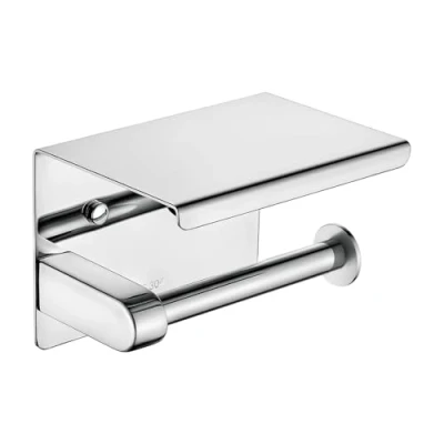 Imagen de Ibergrif MK34050 Portarrollos Adhesivo Sin Tapa de Papel Higiénico con el Teléfono Móvil Estante Almacenamiento, Plata, Acero Inoxidable