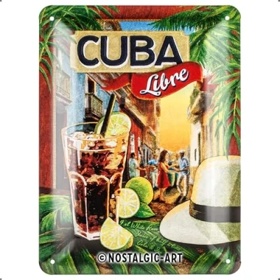 Imagen de Nostalgic Art Cartel de Chapa Retro Cuba Libre Idea Regalo como Accesorio Bar, metálico, Diseño Vintage para decoración Pared, 15x20x0.2 cm