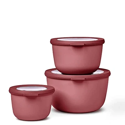 Imagen de Mepal Multi Bowl Cirqula Redondo 3 Partes Caja de Almacenamiento Alimentos con Tapa Hermética para Nevera y Microondas 500 ml, 1000 ml &amp; 2000 Vivid mauve