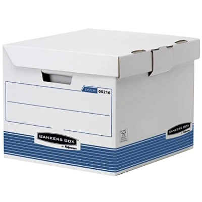 Imagen de Bankers Box System Contenedor de archivos automático con tapa fija, A4, azul