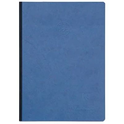 Imagen de Clairefontaine 795434C Cuaderno cosido con respaldo de tela, color azul, A5, 14,8 x 21 cm, 192 páginas DOT, papel blanco, 90 g, tapa para tarjeta cepillada, grano piel