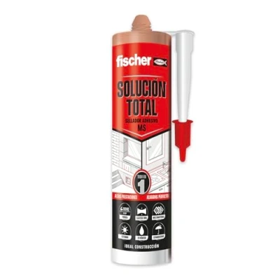 Imagen de fischer 570950 Solución Total Terracota, Sellador Adhesivo MS, pega, sella y repara, en interiores exteriores, resistente al agua Polímero MS 290 ml