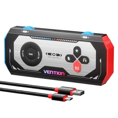 Imagen de VENTION Tarjeta de Sonido Externa USB, 7.1 Gaming DAC, Envolvente Virtual 7.1, 24bit/192KHz, Sistema Iluminación RGB, Compatible con PS5, PS4, Xbox One, Nintendo Switch, PC, Auriculares