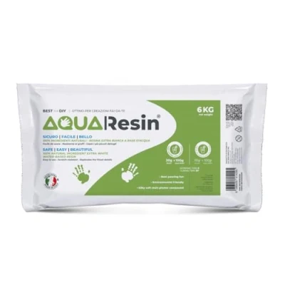 Imagen de AQUA RESIN Resina mineral en polvo blanco no tóxico y 100% segura para mezclar con agua colorable e ideal usar moldes (6 kg)