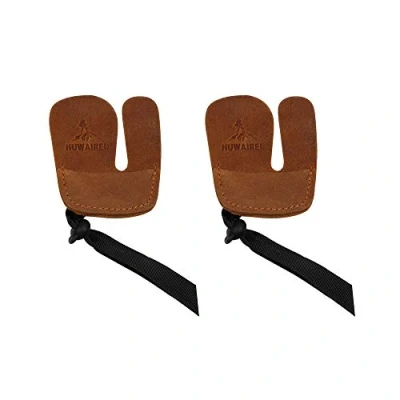 Imagen de Namvo 2pcs Kuh Leder Bogenschie? En Finger Tabs für Outdoor Jagd Bogen Protektor Braun