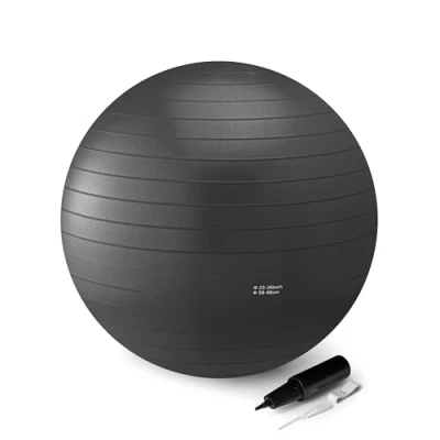 Imagen de Amazon Basics Pelota para Ejercicios de Yoga, 58 66 cm diámetro, Color Negro
