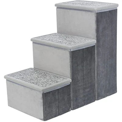 Imagen de TRIXIE Escaleras Plegables de Terciopelo para Mascotas 3 escalones con Almacenamiento, Plegable, Compartimentos Almacenamiento Juguetes