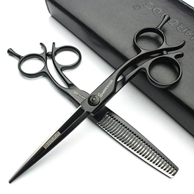 Imagen de negro 6 pulgadas Profesional tijeras de peluquería peluquero herramientas especiales 440C Boutique (scissors set)