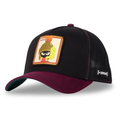 Imagen de Capslab Marvin el Marciano Looney Tunes Ripstop Negro Violeta Gorra de Camionero Ajustable