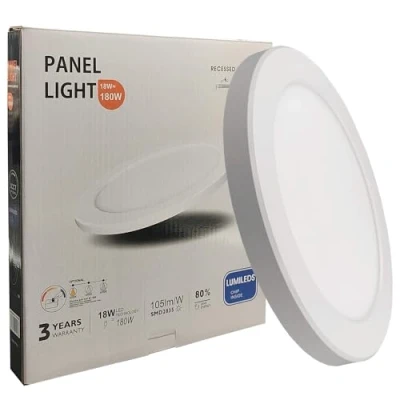 Imagen de FactorLED Plafón Led Techo Circular Blanco, 18W (180W), 1800Lm, Lámpara Empotrable Ajustable, Opción Superficie y Downlight, Luz Blanca seleccionable 3000K 4000K 6000K, Ø225x18mm (18, Vatios)