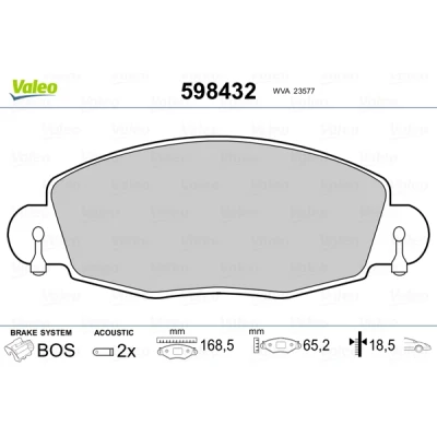 Imagen de VALEO 598432 Juego de pastillas freno Eje delantero con contacto avisador desgaste sin chapa antichirridos FORD: Transit Mk5 Furgón