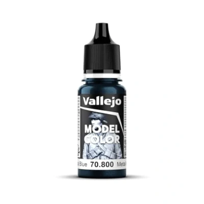 Imagen de Vallejo Model Color Pintura Acrílica Azul (Gunmetal Blue) Acabado Mate, 18 ml. Autonivelante y Sistema BSL para Modelismo Figuras
