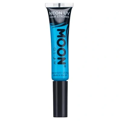 Imagen de Moon Glow Mechas de Color neón UV Máscara para el pelo Tinte temporal lavable brillante, brilla bajo la luz Azul intenso 15 ml (Paquete 1)