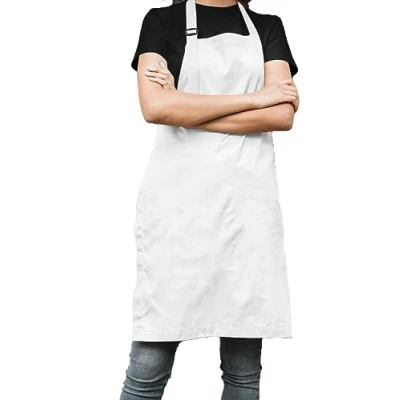 Imagen de Morefaz Delantal ajustable unisex para cocina, chef, mujeres y hombres, delantales el hogar, restaurante, cafetería, algodón, color blanco, Blanco 1 unidad, Talla única