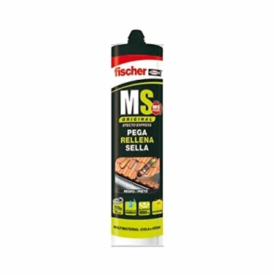 Imagen de FISCHER, sellante adhesivo polímero silicona negra MS náutico, masilla antihumedad, sellador juntas, ventanas, ducha para barcos (290 ml)