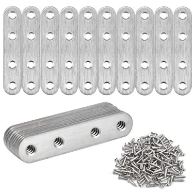 Imagen de 20 Piezas Soporte de Esquina Planos, Soportes Placa Plana con Tornillos, Placas Fijación Plano, Conector Acero Inoxidable para Muebles, Plata