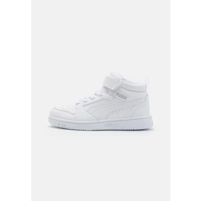 Imagen de Puma Rebound V6 MID AC Unisex Zapatillas altas para niños, Talla: 30, White/cool light gray Zapatos