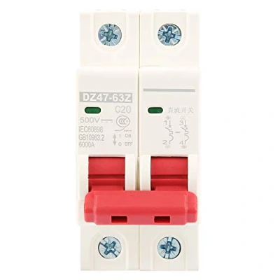 Imagen de Disyuntor DC Interruptor Fotovoltaico de En Miniatura 500V 20A MCB DZ47 63Z 2P Para Energía Solar, Sistema Generación Pequeña Magnetotermico Corriente Continua