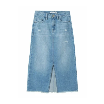 Imagen de Name it Falda vaquera para niños, Talla: 11a, Light blue denim