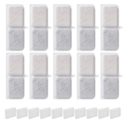 Imagen de Filtro Fuente para Gatos, Filtros gatos contiene 10 piezas de elementos Filtrantes y esponjas Filtrantes, Resina carbón activado Repuesto, Triple Filtración