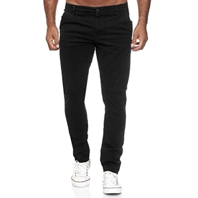 Imagen de Tazzio pantalones chinos para hombre, corte entallado, chinos, de tela, elásticos, 19530, Negro , 36W x 36L
