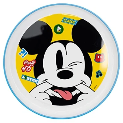 Imagen de Plato infantil reutilizable bicolor con base antideslizante de Mickey Mouse