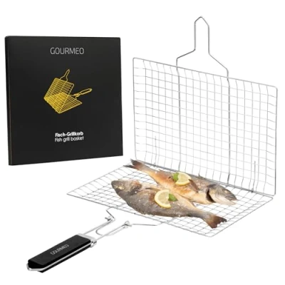Imagen de GOURMEO Cestino per Verdure BBQ con Maniglie Cestello Barbecue in Acciaio Inossidabile Grigliate all&#039;Aperto e Carne Fori