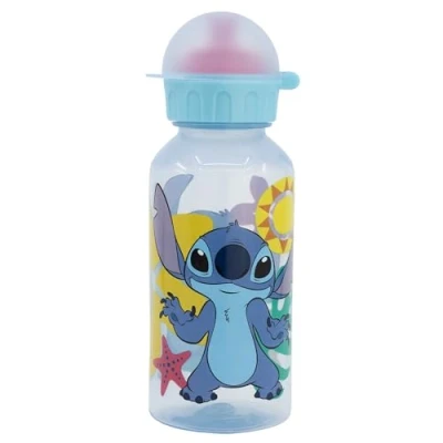 Imagen de Botella de agua reutilizable infantil plástico con tapa y capacidad 370 ml Stitch