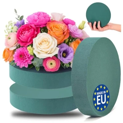 Imagen de com four® 3X Espuma Floral para arreglos Florales 16 x 3,5 cm Flores Frescas Esponja Manualidades Bodas, Pascua y cumpleaños (3 Piezas Planas)