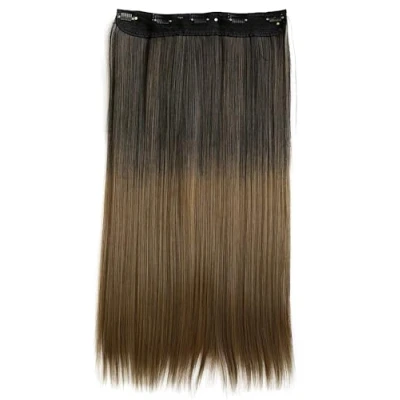 Imagen de CAISHA 60cm Clip in Extensions Extensión De Cabello Postizo Liso Mezcla Marrón Ombré C72