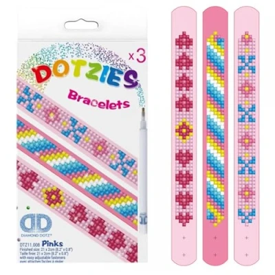 Imagen de Diamond Dotz Pulseras Painting Personalizables. Pack de 3 Brazaletes Ajustables Pintura con Diamantes. DIY Manualidades Diamantes 5D para Niños y Adultos