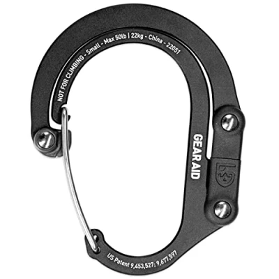 Imagen de GEAR AID HEROCLIP Clip y Gancho de Mosquetón (Pequeño) para Bolso, Cochecito Mochila, Negro