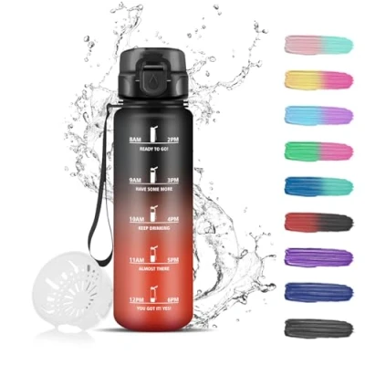 Imagen de Botella de Agua, Agua Deporte 500ml, Prueba Fugas, Niños, Apertura con un Solo Botón, Cantimplora para Adulto, Gimnasio, Escuela, Oficina, Bicicleta Infusión