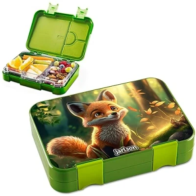 Imagen de Jarlson® fiambrera para niños con 6 compartimentos TONI de tritan caja almuerzo a prueba fugas Lunch box jardín infantes, escuela