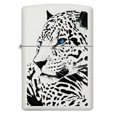 Imagen de ZIPPO Big Cat Design Color Image White Matte Mechero de tormenta, Recargable, en Caja Regalo