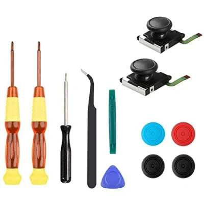 Imagen de Thlevel 2PCS joystick analógico 3D para NS, utiliza el reemplazo del izquierdo/derecho, con Destornillador Herramientas de Reparación y 4 tapas pulgar
