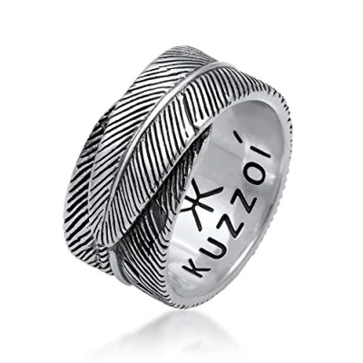 Imagen de kuzzoi anillo de hombre masivo (14 mm) en diseño primavera oxidado, banda para hombres hecho plata ley 925 (62)