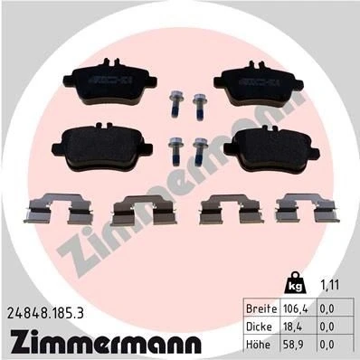 Imagen de ZIMMERMANN 24848.185.3 Juego de pastillas freno MERCEDES BENZ: Clase A, B, CLA Coupé, INFINITI: Q30, QX30 I