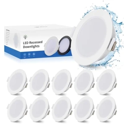 Imagen de Gr4tec Foco Empotrable LED Techo, 10x 5W Ojo de Buey LED, Empotrado Blanco Natural 2700K 400LM, Luz Techo Interior IP65, Agujero 68 80mm, Downlight para Baño