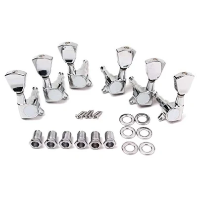 Imagen de Alnicov 6 piezas afinadores de bloqueo guitarra,llaves afinación cabezas máquina (3L3R) con perilla Keystone reemplazo para Lp Sg Tl Style Guitarras eléctricas o acústicas,cromo