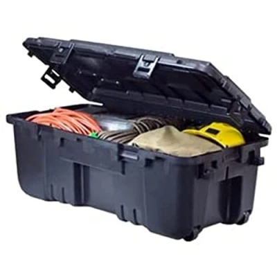 Imagen de Plano Baúl deportista con bisagras, Negro, caja almacenamiento grado militar bisagra, resistente, grande, camping y ejército, óptimo para caza, paintball, airsoft o doméstico