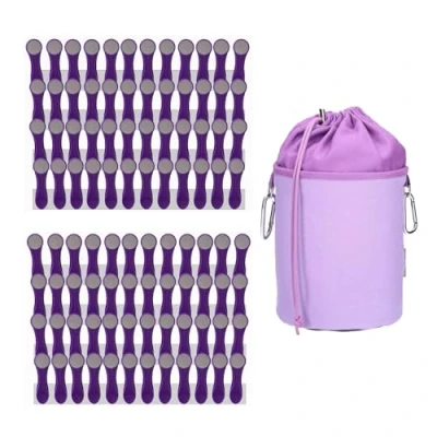 Imagen de 96 pinzas para la ropa con resortes de compresión acero inoxidable y tacto suave lila gris, 1 bolsa ropa, color gris