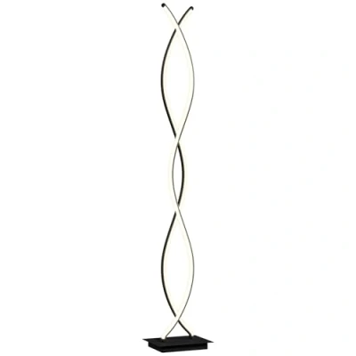 Imagen de HOMCOM lámpara de pie salón, salón con 3 niveles luz ajustables, moderna doble espiral interruptor pie, dormitorio, negro