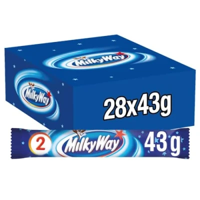 Imagen de Milky Way Chocolatina de delicioso Turrón blanco recubierto Chocolate con Leche (28 x 43g)
